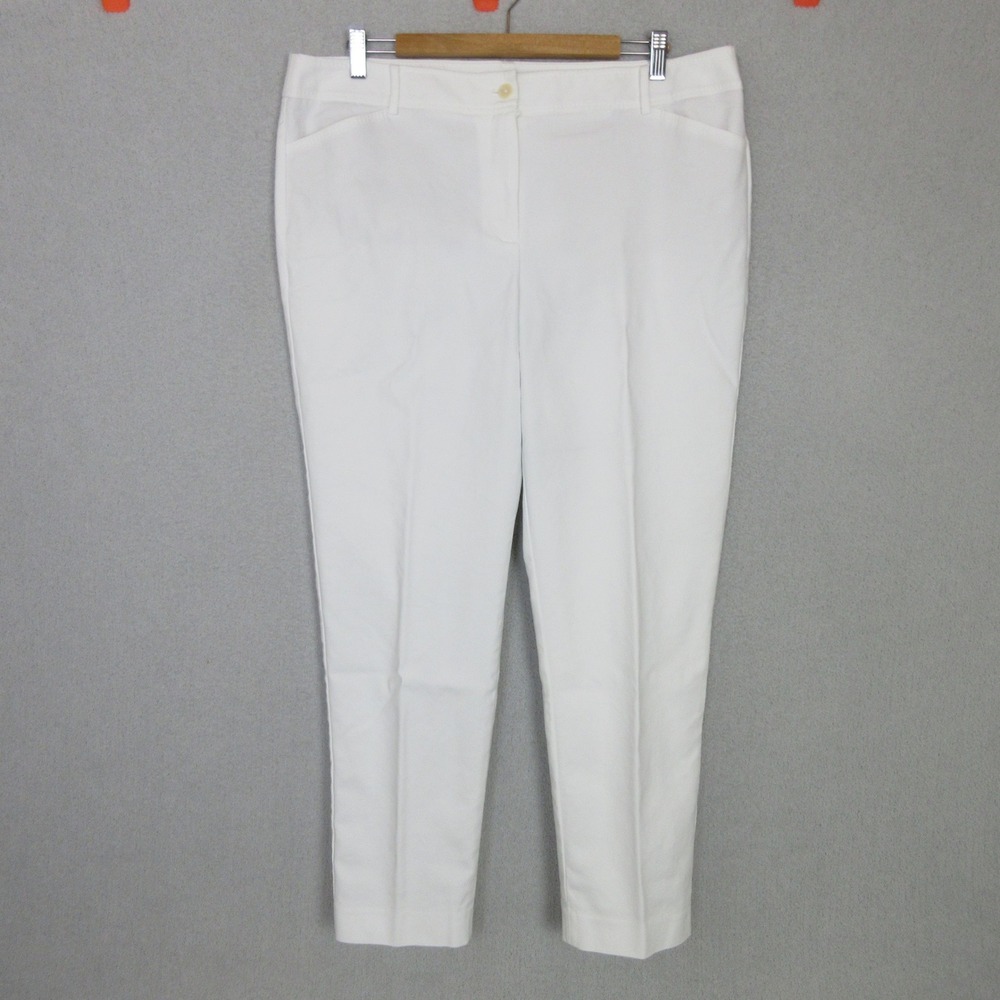 Talbots Hampshire Ankle Pants Womens 16 White Cotton Stretch Straight Trousers